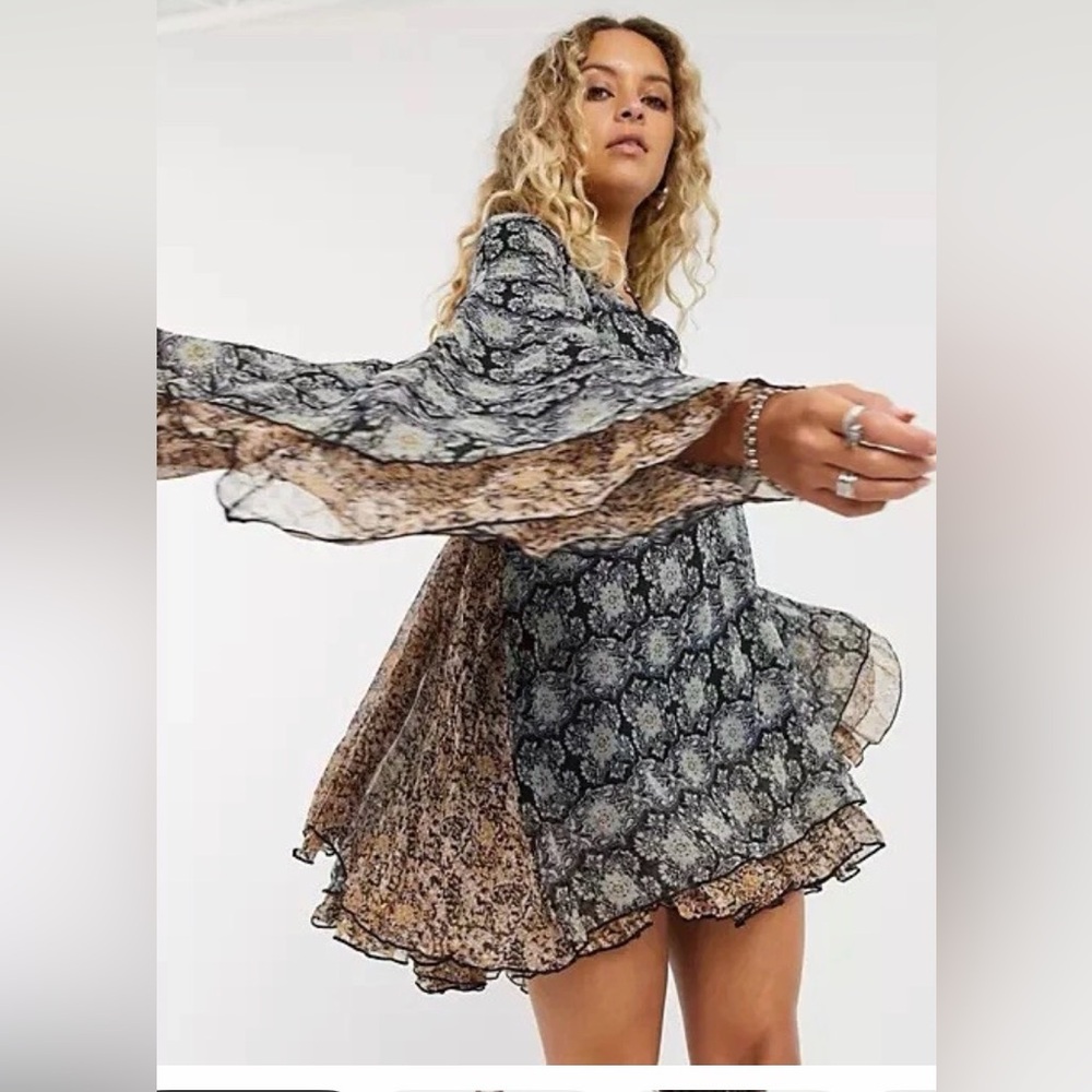 Free People Floral Mini Dress Size M NWT - Picture 2 of 13